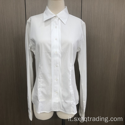 Camicia a righe a maniche lunghe in spandex femminile ben progettata